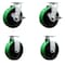 Service Caster 6 Inch Green Poly on Cast Iron Caster Set with Roller Bearings 2 Brakes 2 Rigid SCC-20S620-PUR-GB-TLB-2-R-2 - alternate 3
